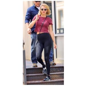 Alo Yoga High-Waist Black Full-Length Moto Leggings Size XS CELEBRITY FAVORITE